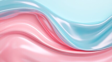 Fototapeta premium Flowing Silk Fabric in Soft Pink and Blue Colors Capturing Elegance and Serenity in a Dreamy Setting