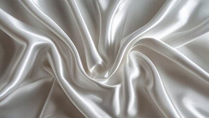 Fototapeta premium Elegant white silk fabric texture for luxurious wedding backgrounds and designs ideal for stylish and glamorous presentations.