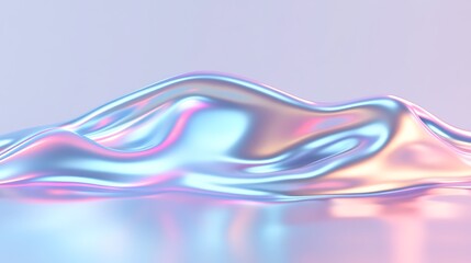 Glossy Fluid Surface with Colorful Reflections and Smooth Texture in Soft Pastel Tones