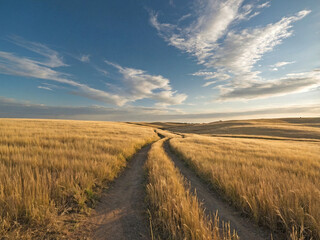 Fototapeta premium Endless Country Road in Golden Fields