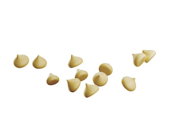 Creamy Chocolate Chips Or Chocolate Morsels Scattering 3D Illustration