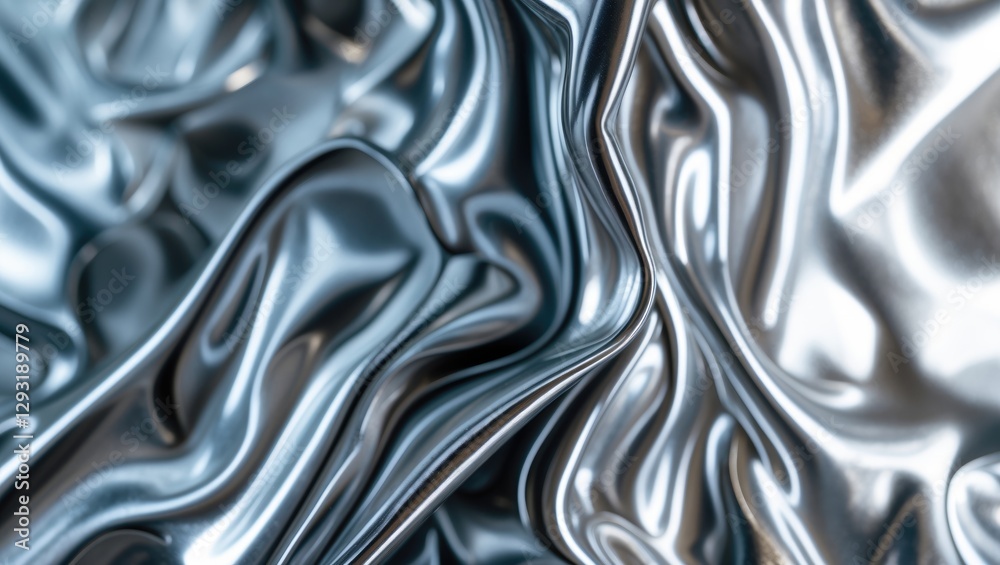 Aufkleber polished metallic surface with dynamic folds and reflections creating an abstract background design 