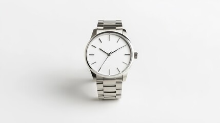 Stylish Silver Watch with Minimalist Design on Light Background