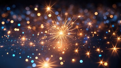 Obraz premium Abstract sparkling light background with bokeh effects in warm tones creating a dreamy and festive atmosphere. Perfect for celebration themes.