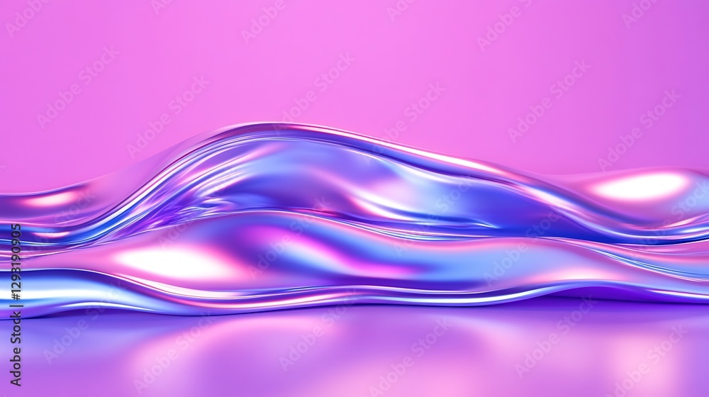 Aufkleber iridescent wave patterns on soft pink background with smooth flow and glossy texture for abstract ar