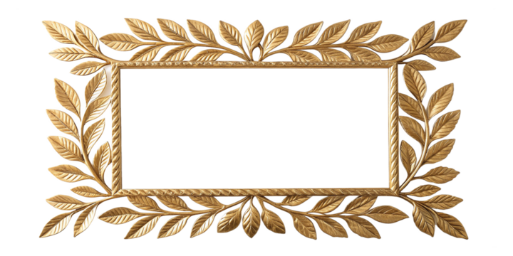 Golden foliage border frame. PNG