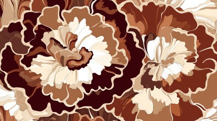 Stunning Abstract Floral Design in Brown and Cream Tones