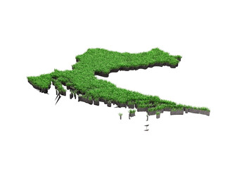 Croatia Map Soil Land Geology Cross Section Green Grass And Rock Ground Texture 3d Illustration