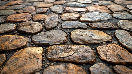 Fototapeta premium Cobblestone Path Warm Light Texture. AI Generated