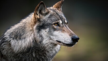 Naklejka premium Grey Wolf in a Winter Wonderland Majestic Canis lupus Braving the Snowy Plains under Moonlight, Capturing the Essence of Wild Beauty and Tranquility