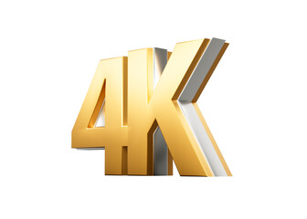 Golden 4K Text With Metallic Gleam Emphasizing Its Milestone Or Resolution Symbolism 3D Illustration
