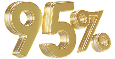 95 Percent Off Sale Sign Golden 3D Number Discount