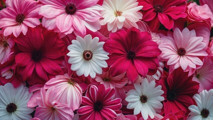 Vibrant Pink and White Godetia Blooms with Blank Space for Custom Text or Messaging