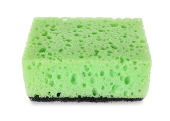 One green sponge isolated on white. Cleaning supply