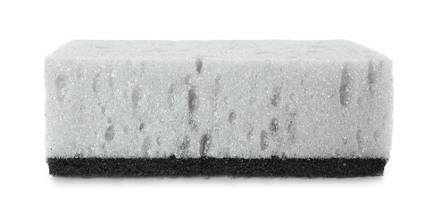 One grey sponge isolated on white. Cleaning supply
