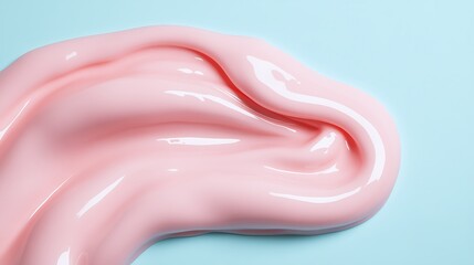 Smooth and Glossy Pink Slime Spread on Light Blue Background for Creative Designs and Visuals
