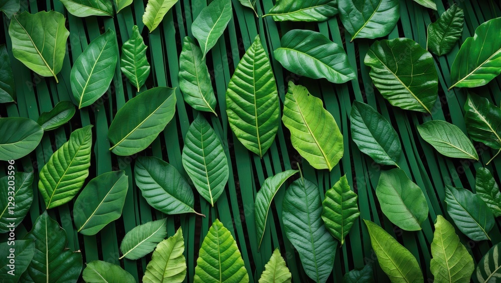 Poster lush green leaves array creating natural textures and patterns for background design and eco-friendl