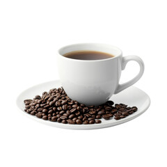 Fototapeta premium White Coffee Cup and Plate on transparent background.