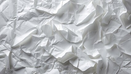 Obraz premium Crumpled white paper texture background for creative design and artistic applications.