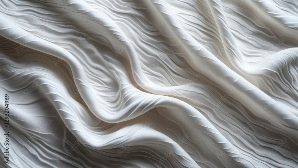 Poster elegant flowing white fabric texture with soft waves creating a serene and sophisticated backdrop fo