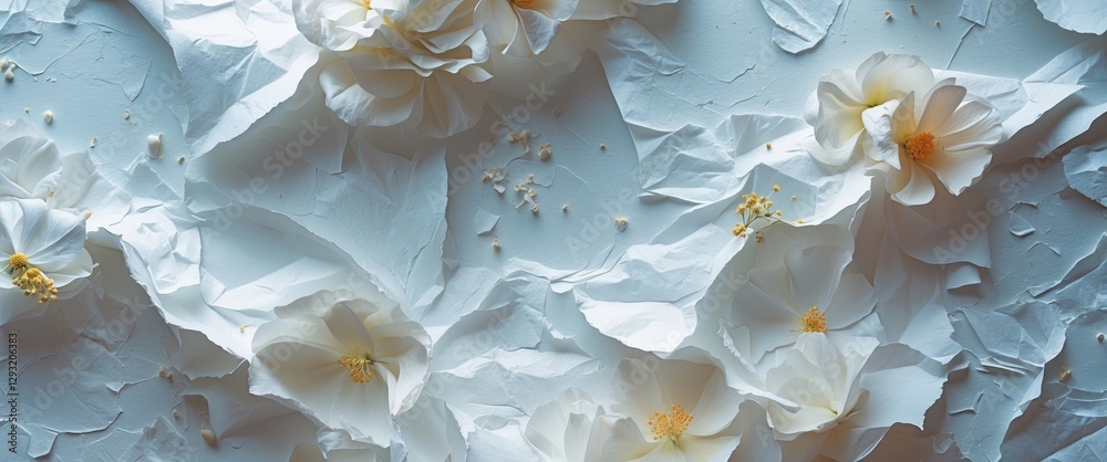 Canvas Prints elegant white paper texture with delicate flowers for background and design use