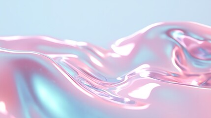 Smooth Flowing Digital Waves with Soft Pastel Shades of Pink and Blue for Abstract Background Designs