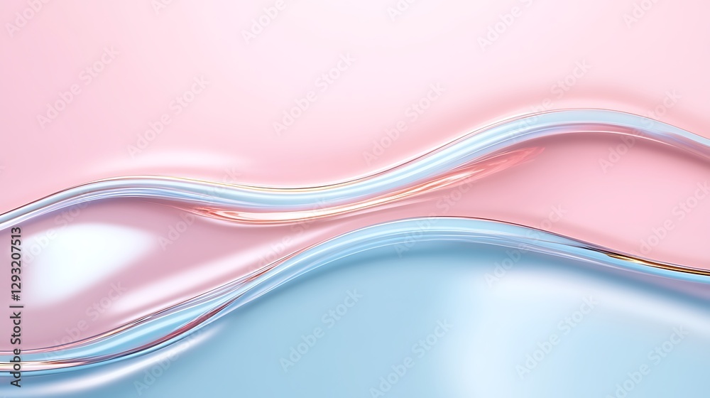 Poster smooth flowing lines in pastel colors creating a serene and calming abstract background for design p
