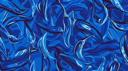 Vibrant Blue Chili Peppers Abstract Pattern Design