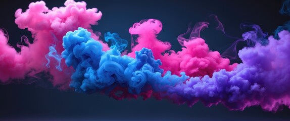 Obraz premium Neon pink blue and purple vapor smoke creating a vibrant abstract background isolated on dark for artistic or commercial use