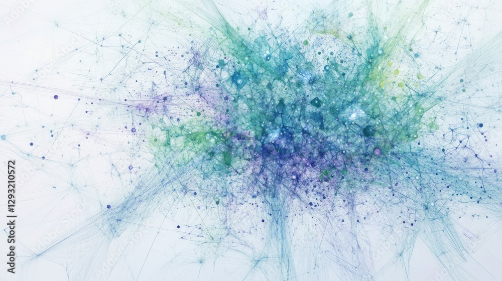 Aufkleber abstract network data visualization; global connections; white background; technology concept; websi