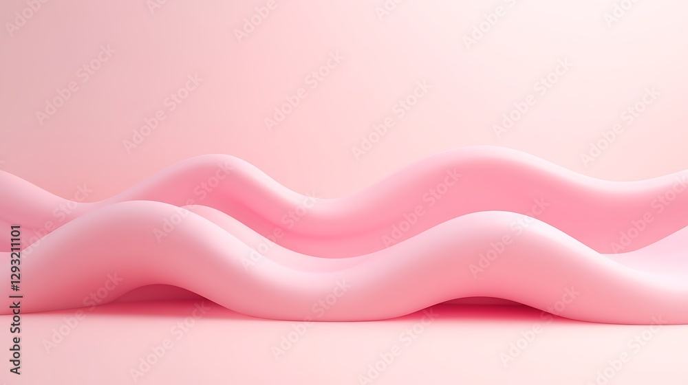 Poster soft curves and waves in gentle pink tones for abstract background and textured design