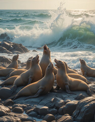 Fototapeta premium The Graceful Seal: Life Between Ocean and Ice