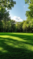 Fototapeta premium Serene Park Landscape Under Sunny Sky