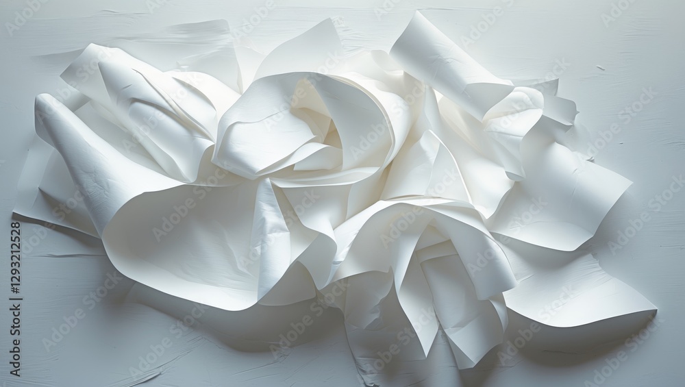 Canvas Prints crumpled white paper artfully arranged on a smooth white background creating a minimalist aesthetic 