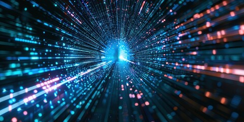 Naklejka premium Abstract Technology Tunnel, Digital Data Stream