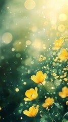 Obraz premium Radiant Yellow Tulips in a Spring Garden