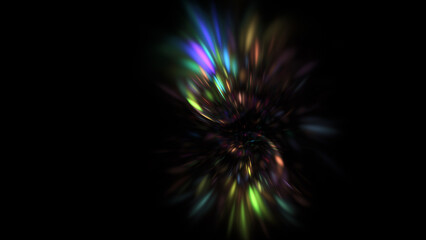 Abstract gold and blue blurred lights. Fantastic holiday background. Digital fractal art.