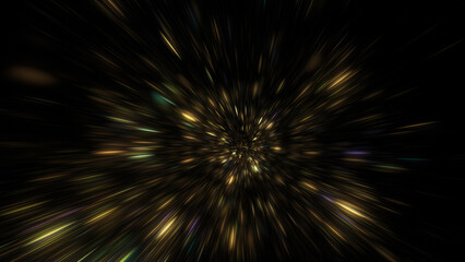 Abstract gold shiny sparkles. Fantastic holiday background. Digital fractal art.