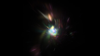 Abstract gold and violet blurred lights. Fantastic space background. Digital fractal art.