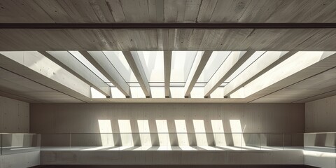 Obraz premium Modern Concrete Architecture Interior with Sunlight