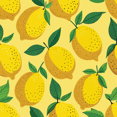 Seamless lemon pattern, A bold and elegant summer design perfect for textiles, wallpapers, and digital prints.