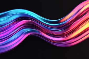 Vibrant, flowing waves of blue, purple, and pink hues create a mesmerizing visual against a dark background, evoking a sense of movement and energy.