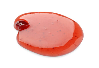 Sample of tasty strawberry sauce isolated on white