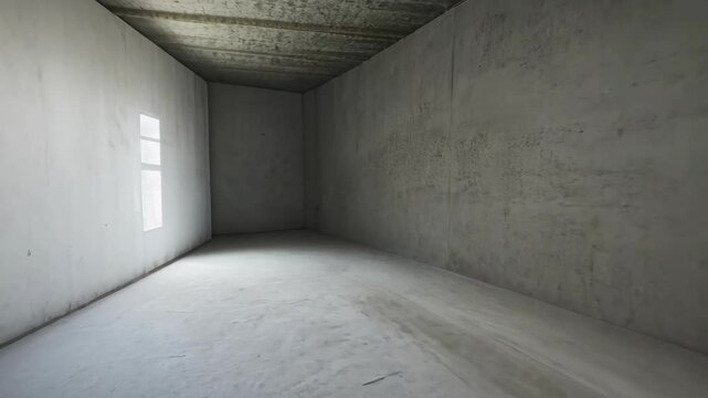 A minimalistic concrete wall in an empty space, showcasing a modern design aesthetic with soft lighting, emphasizing simplicity and stillness.