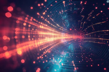 Obraz premium A high-tech banner with a hexagonal grid pattern forming an abstract technology background.