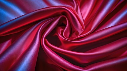 Obraz premium Elegant red satin fabric displaying rich texture and dynamic folds ideal for fashion, interior design, or textile backgrounds.