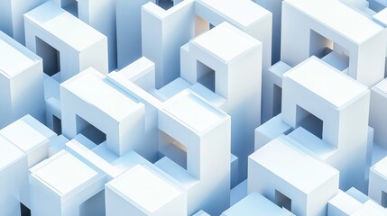 Fototapeta premium Abstract white cube city, architectural background