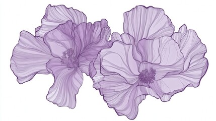Delicate Purple Floral Line Art Illustration - A Stunning Botanical Print