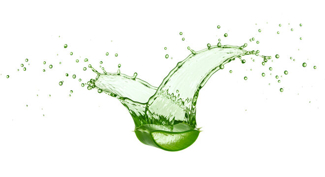 Aloe vera gel, aloevera juice splash isolated on white