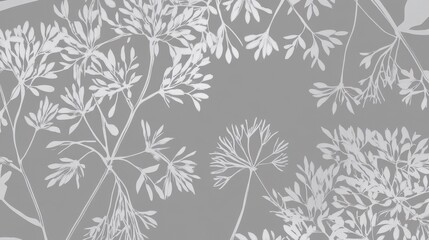Fototapeta premium Stunning Gray Botanical Print - Elegant Floral Design for Home Decor